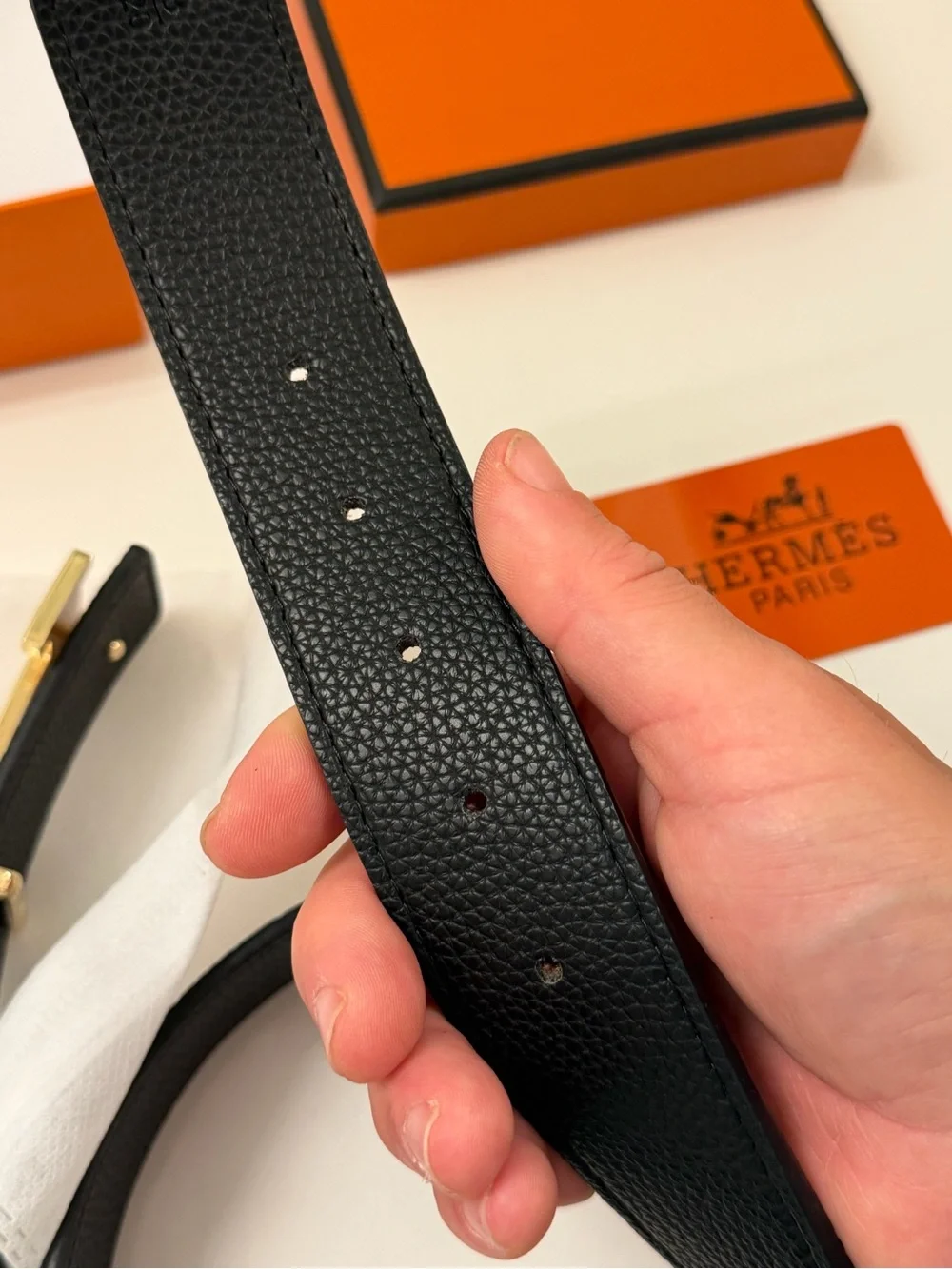 Hermès Constance H Belt – Black & Gold / Gold-Brown Reversible